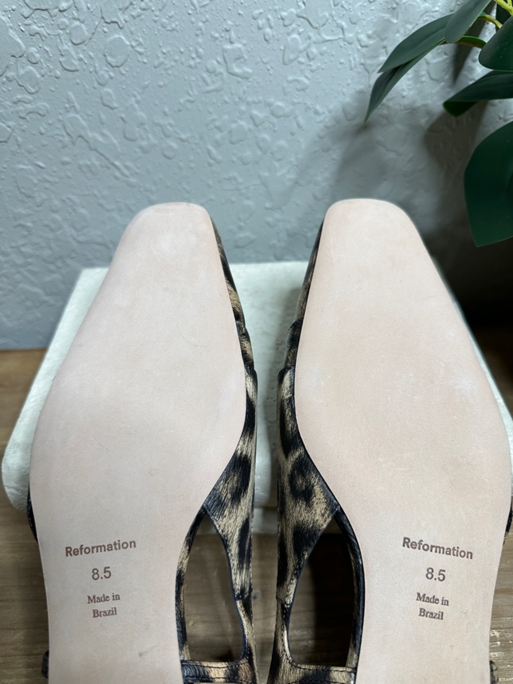 Reformation square toe, black and tan leopard print sling back flats NWOT SZ 8.5 - Picture 12 of 15